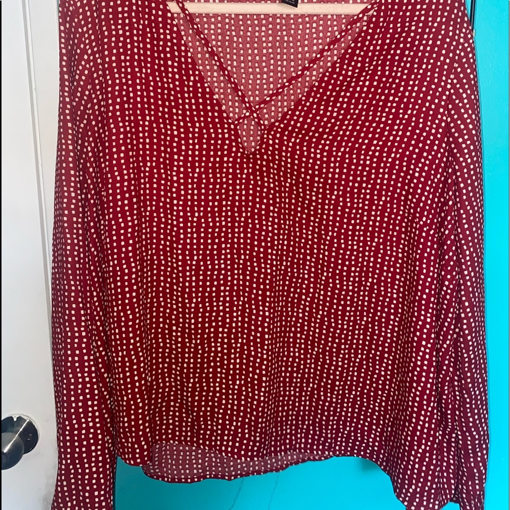 RED WITH WHITE POLKA DOT BLOUSE